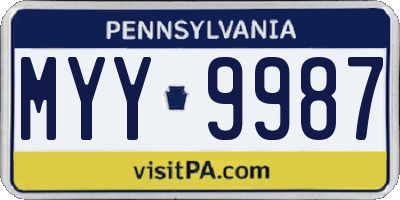 PA license plate MYY9987