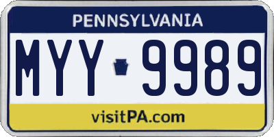 PA license plate MYY9989