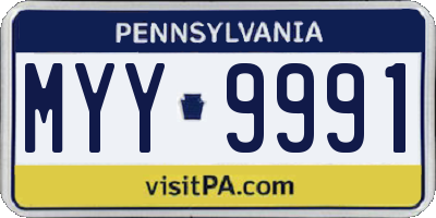 PA license plate MYY9991