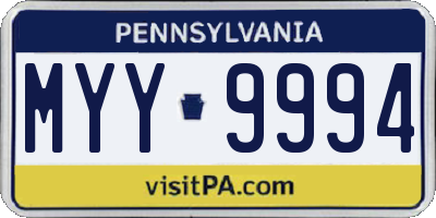PA license plate MYY9994