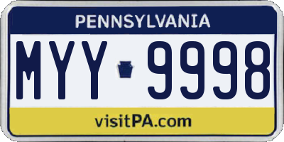 PA license plate MYY9998