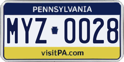 PA license plate MYZ0028