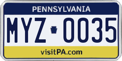 PA license plate MYZ0035