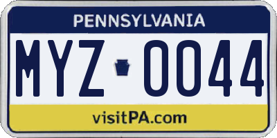 PA license plate MYZ0044