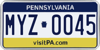 PA license plate MYZ0045