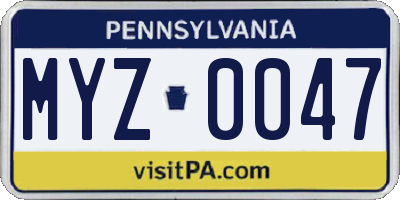 PA license plate MYZ0047