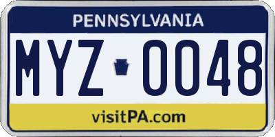 PA license plate MYZ0048