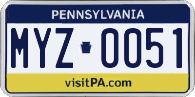 PA license plate MYZ0051