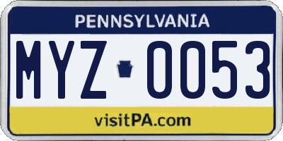 PA license plate MYZ0053