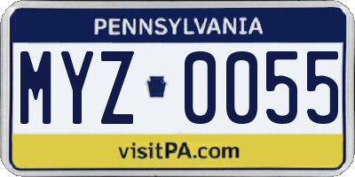 PA license plate MYZ0055