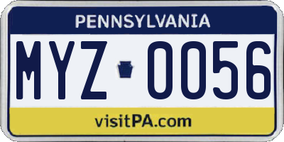 PA license plate MYZ0056