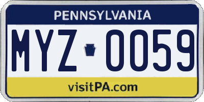 PA license plate MYZ0059