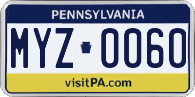 PA license plate MYZ0060