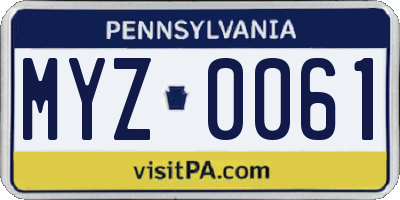 PA license plate MYZ0061