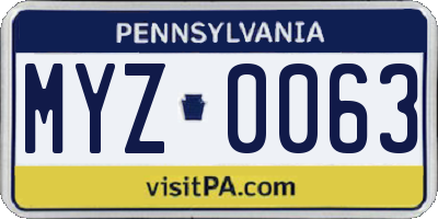 PA license plate MYZ0063