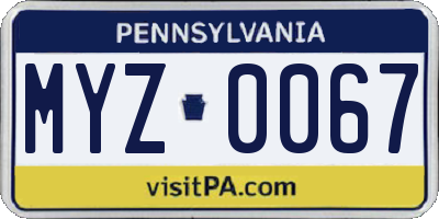 PA license plate MYZ0067