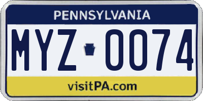 PA license plate MYZ0074