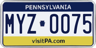PA license plate MYZ0075