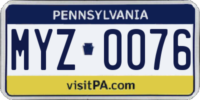 PA license plate MYZ0076