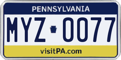 PA license plate MYZ0077