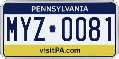 PA license plate MYZ0081