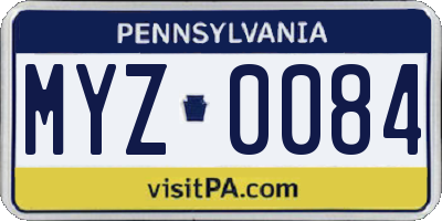 PA license plate MYZ0084