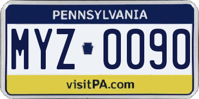 PA license plate MYZ0090