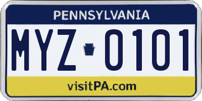 PA license plate MYZ0101