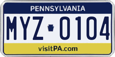 PA license plate MYZ0104