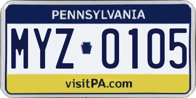 PA license plate MYZ0105