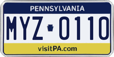 PA license plate MYZ0110