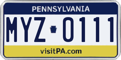 PA license plate MYZ0111