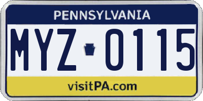 PA license plate MYZ0115
