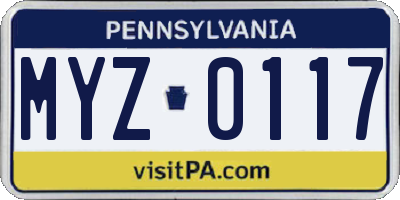 PA license plate MYZ0117
