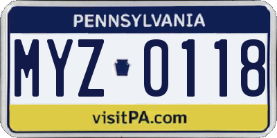 PA license plate MYZ0118