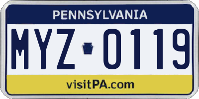 PA license plate MYZ0119