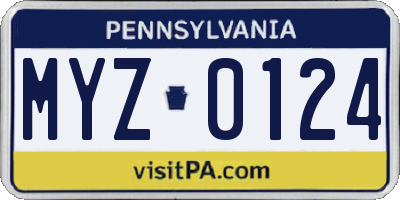 PA license plate MYZ0124