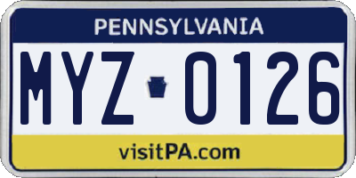 PA license plate MYZ0126