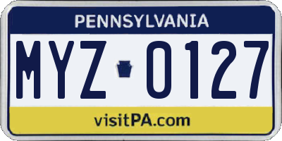 PA license plate MYZ0127