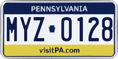 PA license plate MYZ0128
