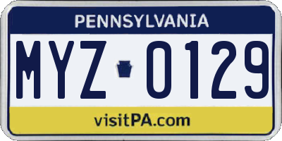 PA license plate MYZ0129
