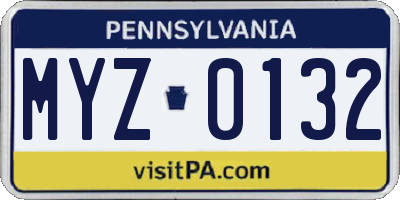 PA license plate MYZ0132