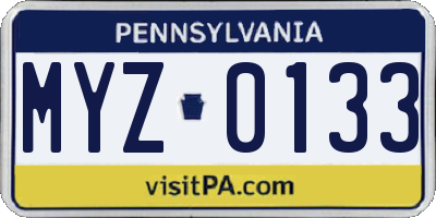 PA license plate MYZ0133