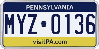 PA license plate MYZ0136