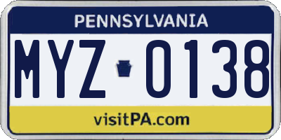 PA license plate MYZ0138