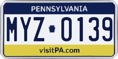 PA license plate MYZ0139