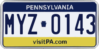 PA license plate MYZ0143