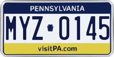 PA license plate MYZ0145