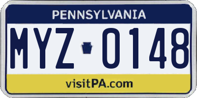 PA license plate MYZ0148