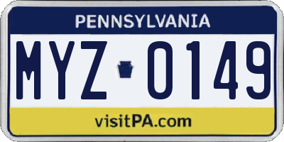 PA license plate MYZ0149